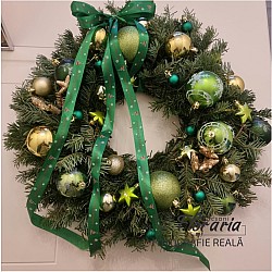 Coroniță Ornamentală aurie și verde de Crăciun