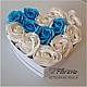 Cutie Inimă cu Trandafiri de Sapun albi și bleu